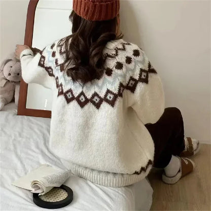Women’s soft knitted sweater loose fit long sleeve casual top