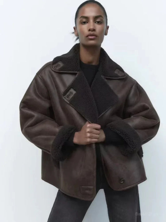 Teddy Lined Oversized Pilot Jacket