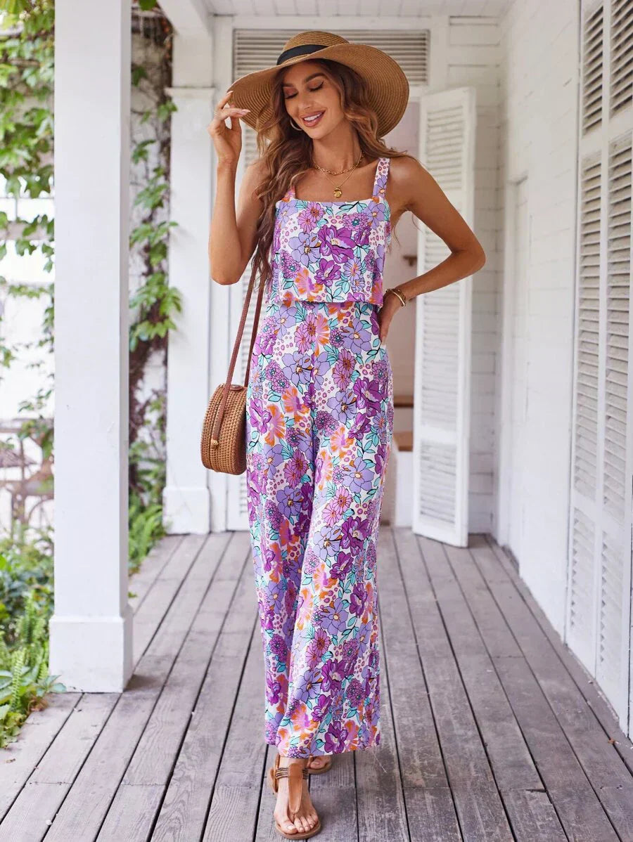 Breanna - Jumpsuit With Wide Legs and Flowers