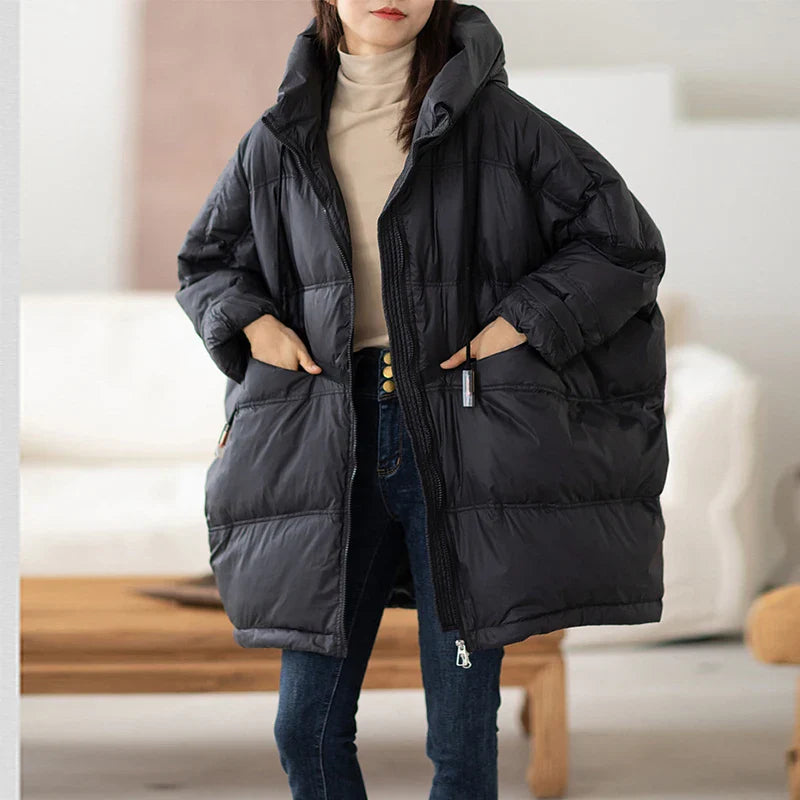 Women's winter oversized down hooded jacket