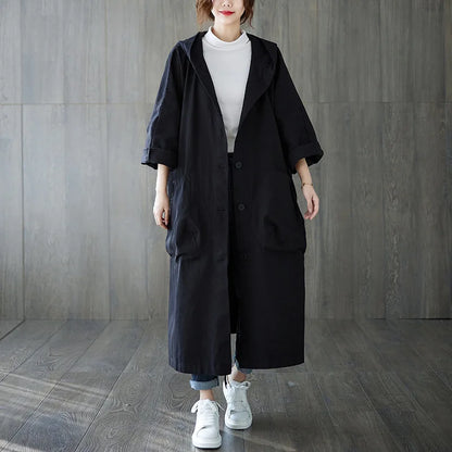 Women's oversized hooded windbreaker spring/autumn coat