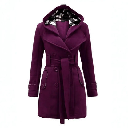 Women's plaid woolen overcoat