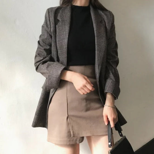 Checked Front Pocket Blazer