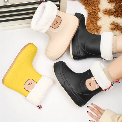 Women’s Rubber Boots – Waterproof Ankle Length – Bear Design – Easy Pull-On Fit
