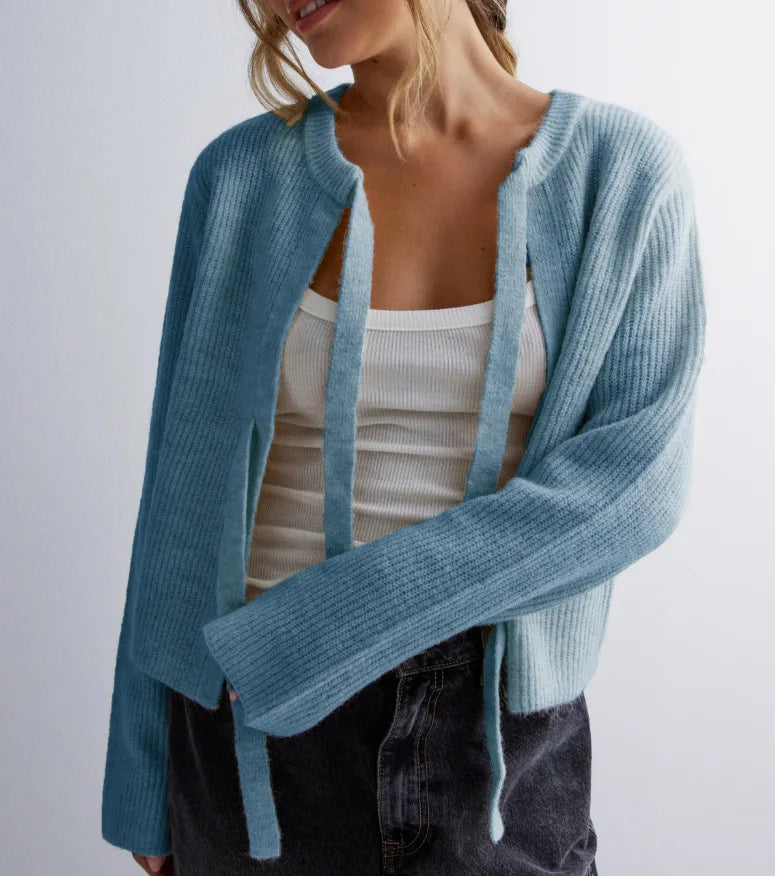 Women’s loose lace-up cardigan