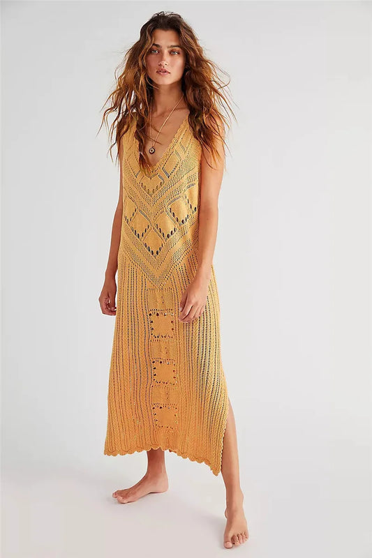 Geometric Knit Relaxed Fit Midi Dress