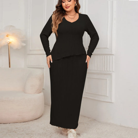Ribbed Knit Slim Fit Two-Piece Set