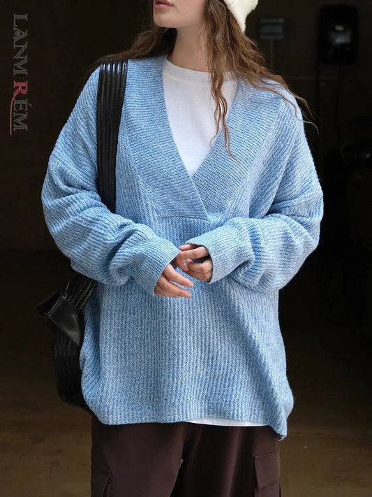 Faux Wool V-Neck Sweater
