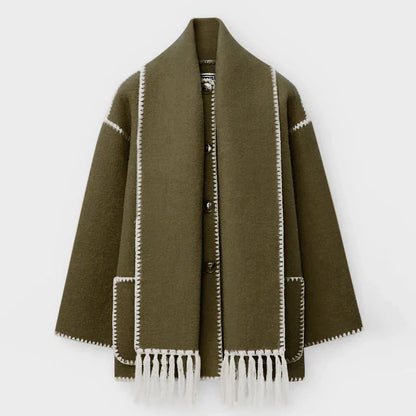 Women's winter coat with scarf collar