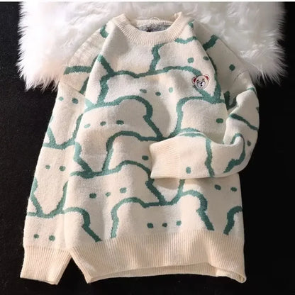 Women's trendy cute printed knitted sweater