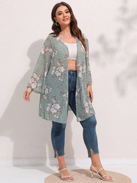 Floral Print Flowing Kimono Cardigan