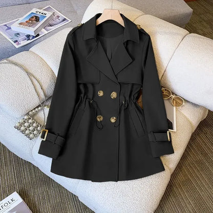 Women's elegant  medium length  petite trench coat