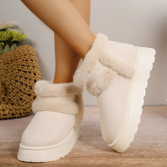 Plush Platform Slip-On Ankle Booties