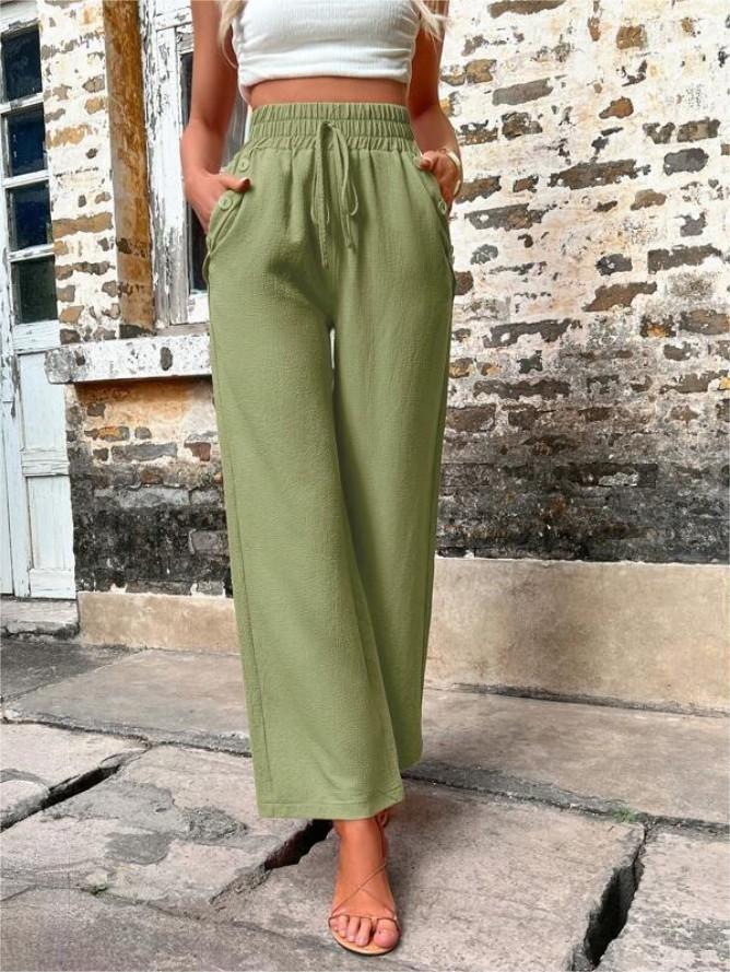 Women's high waist wide leg pants with elastic waist
