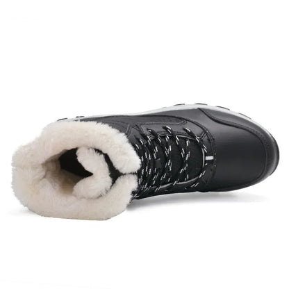 Women's platform outdoor snow boots with fur warm ankle wedge