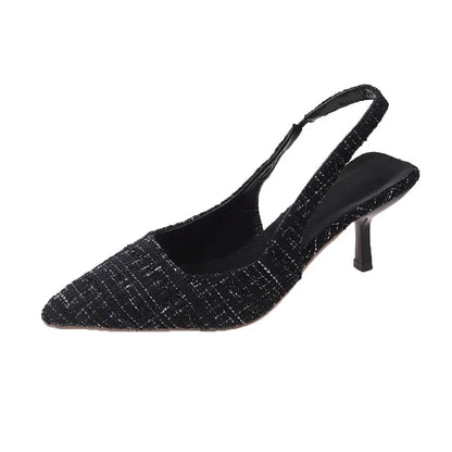 Women's Slingback Heels - Pointed Toe - Textured Design - Elegant & Comfortable