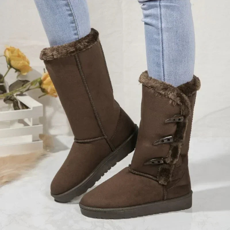 Women's thick-soled snow boots with velvet lining