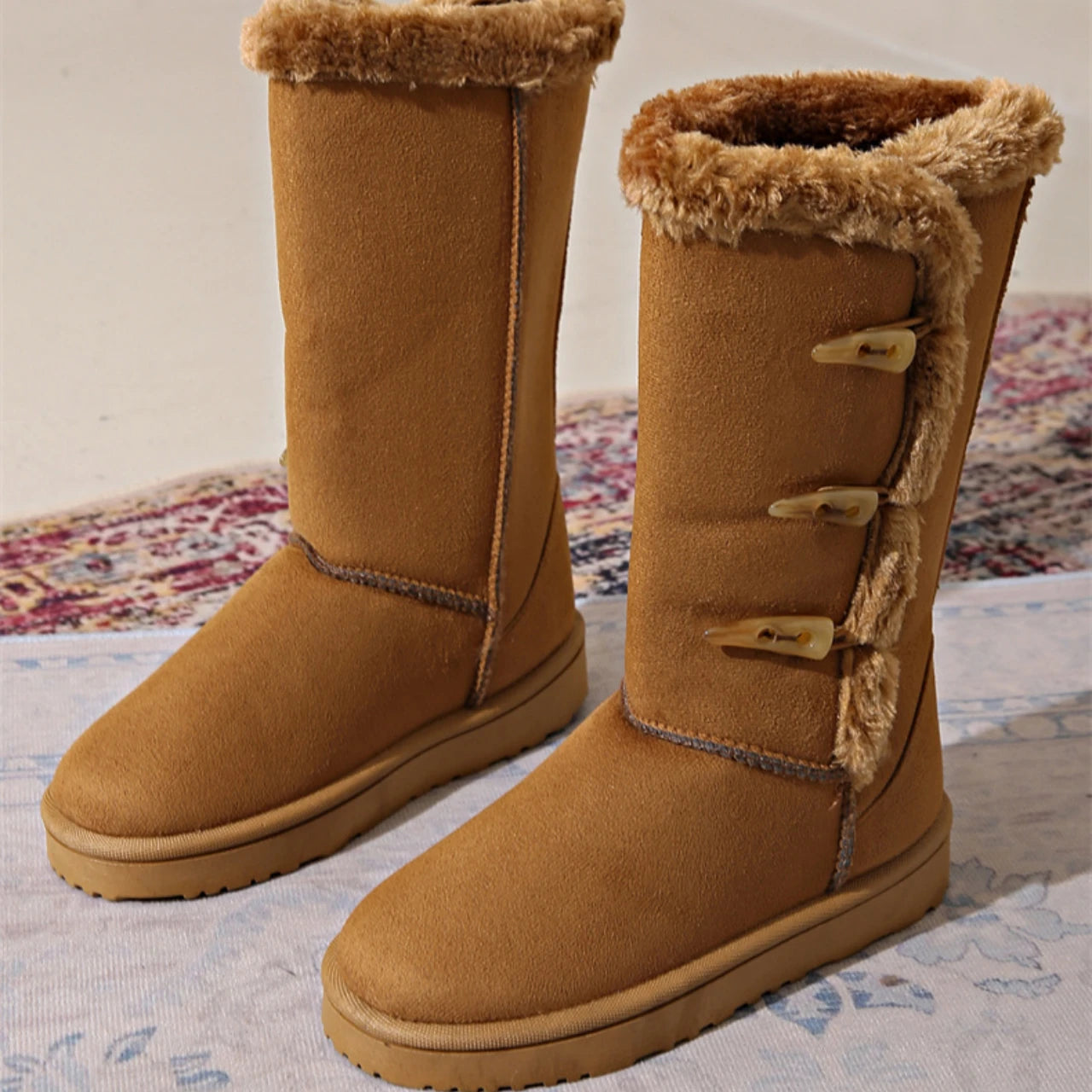 Women's platform snow boots mid-calf warm winter shoes
