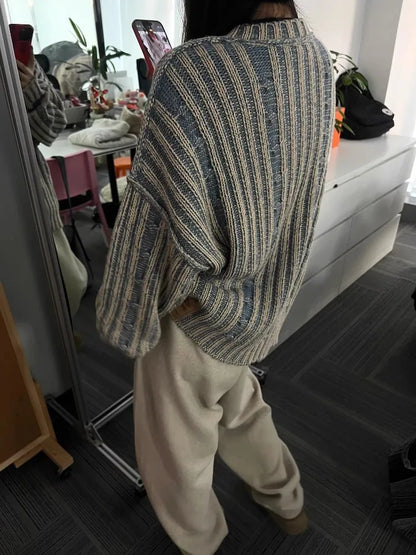 Women's retro chunky knit casual sweater