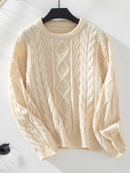 Women's retro chunky knit pullover sweater autumn winter