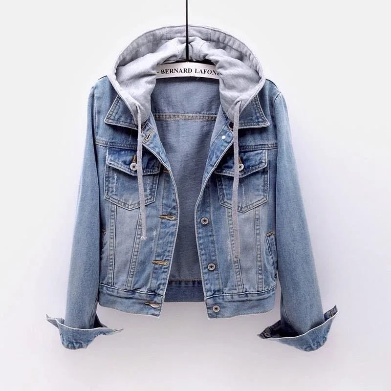 Women's denim hooded jacket