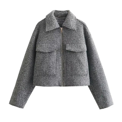 Women's cropped tweed zip jacket