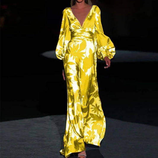 Elegant Bishop Sleeve Maxi Gown