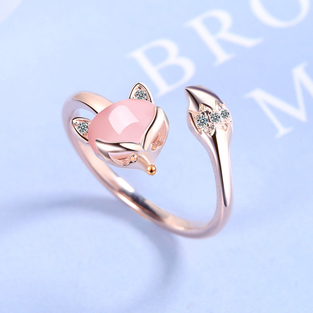 Adjustable fox ring in rose