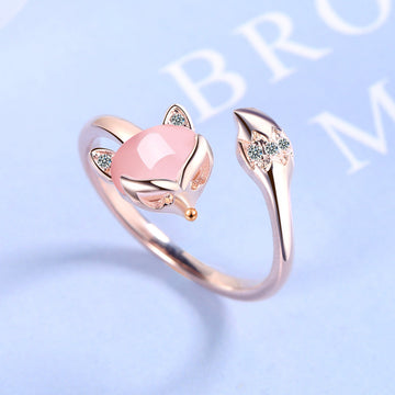 Adjustable fox ring in rose