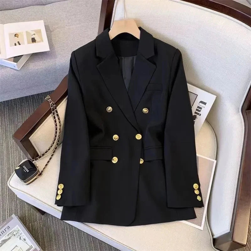 Elegant women's basic suit single button blazer