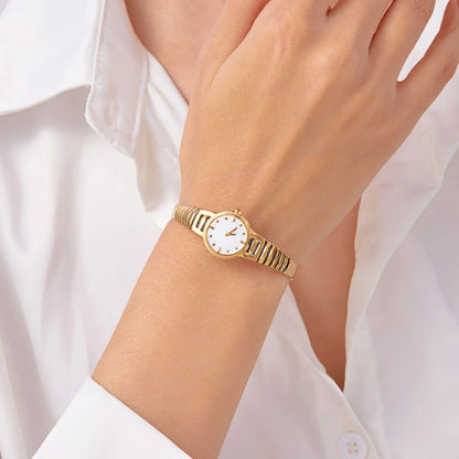 Thea Slip-On Bangle Bracelet | Wristwatch Design Ribbed Band Bangle Bracelet