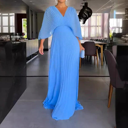 Women's Ribbed Knit V-Neck Dress