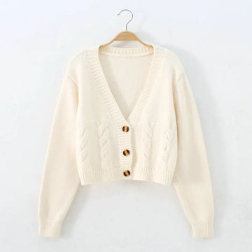 Women's high waist slim solid color knitted cardigan