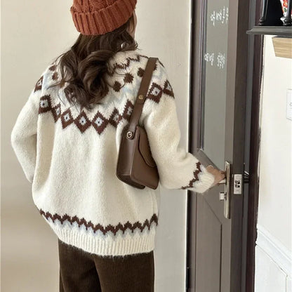 Women’s soft knitted sweater loose fit long sleeve casual top
