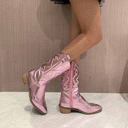 Women's stylish metallic chic boots