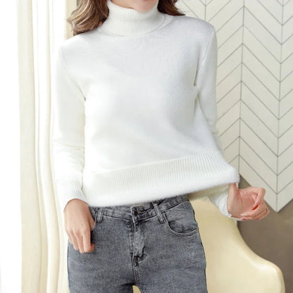 Women's turtleneck knit pullover sweater