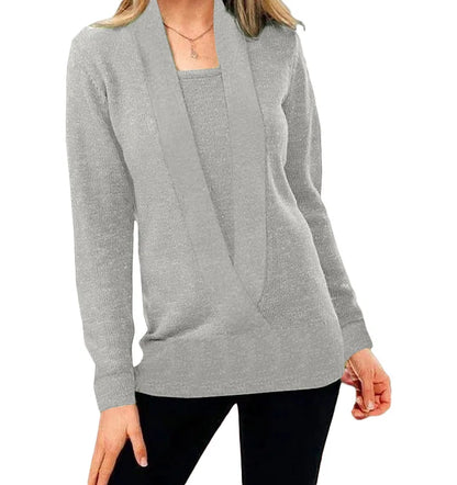 Women's deep V-neck long-sleeved sweater