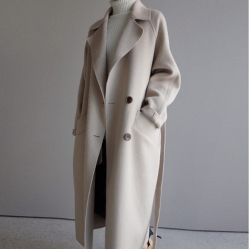 Elegant tailored women's long winter coat