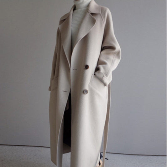 Elegant tailored women's long winter coat