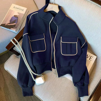 Women's black sweater baseball jacket