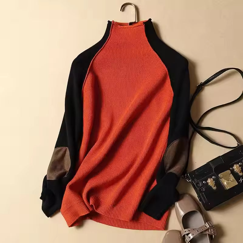 Knit Wool Blend Relaxed Fit Pullover Sweater 