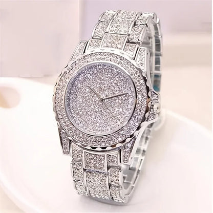 Sparkling rose gold crystal-studded women's luxury watch