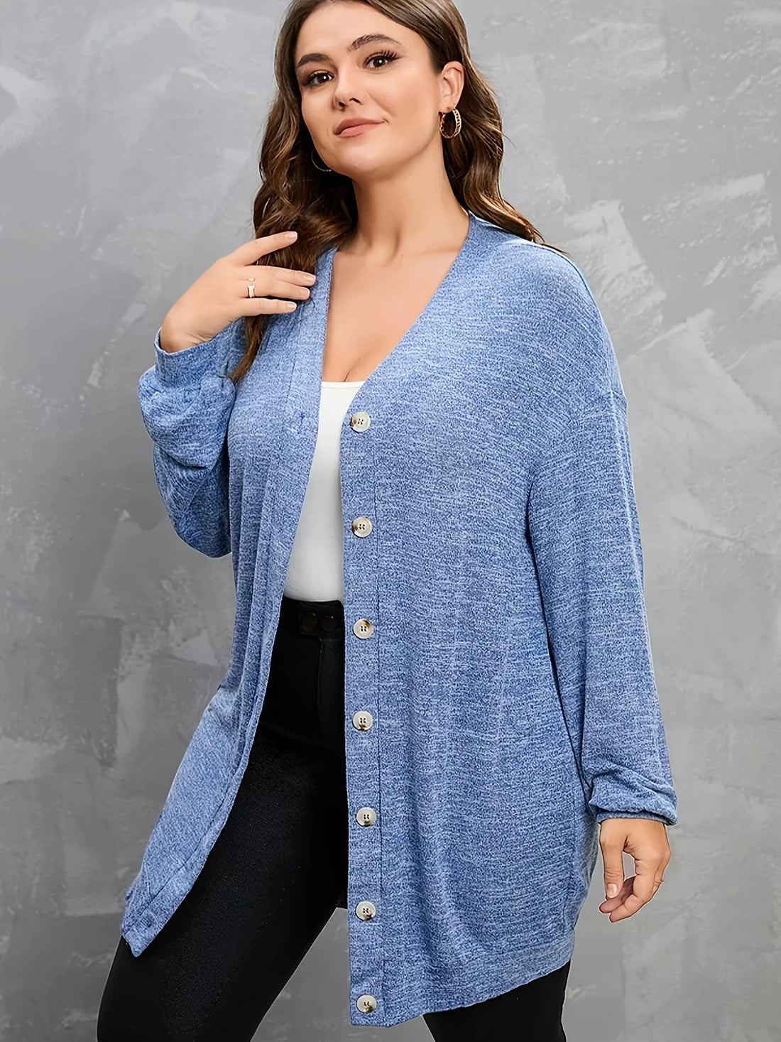 Women's casual heathered button-up cardigan