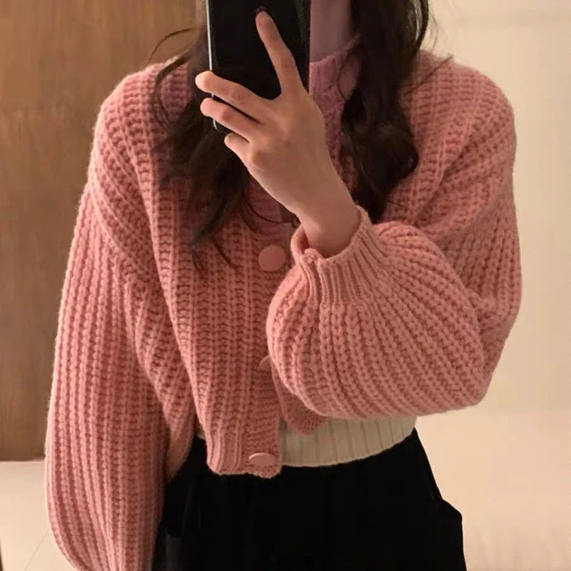Wool Blend Loose Fit Knit Cardigan 