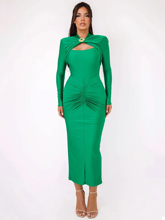 Elegant Hollowed-Out Maxi Dress