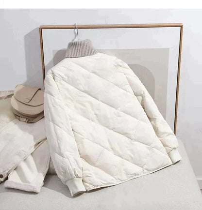 Women's diamond check loose slim down jacket