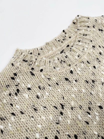 Textured knit sweater with relaxed fit for women