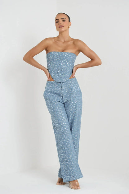 Rufaro - sequin tube top and wide leg pants set