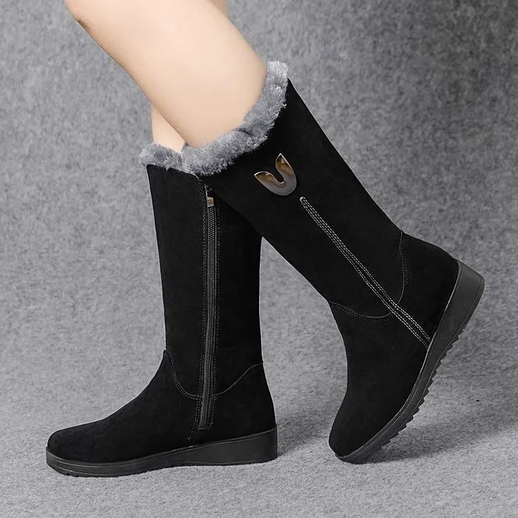 Knee-high fur-lined winter boots for women