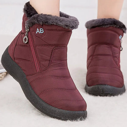 Women’s Snow Boots – Mid-Calf Height – Water-Resistant – Plush Fur Lining – Side Zipper